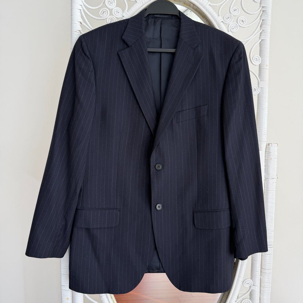 Lubiam Blazer Men 44R Navy Pinstripe Italian Reda Wool Suit‎ Jacket Italy Made